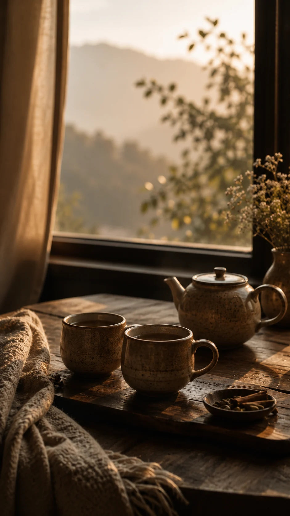 Two people sharing tea together